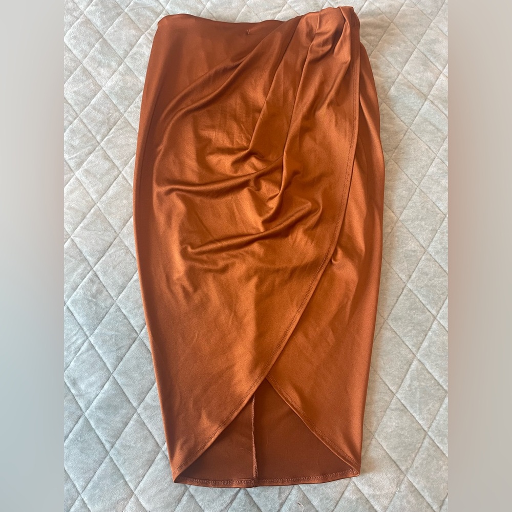 NWT 21 Saints bronze ruched goddess skirt Anthropologie ModCloth M L